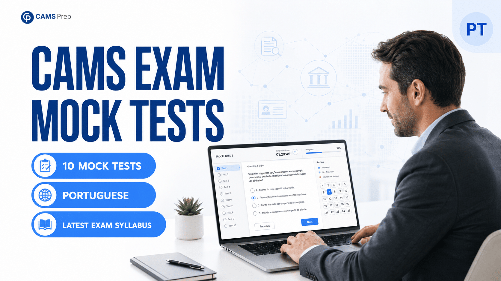 10 Full Length CAMS Mock Tests – Portuguese